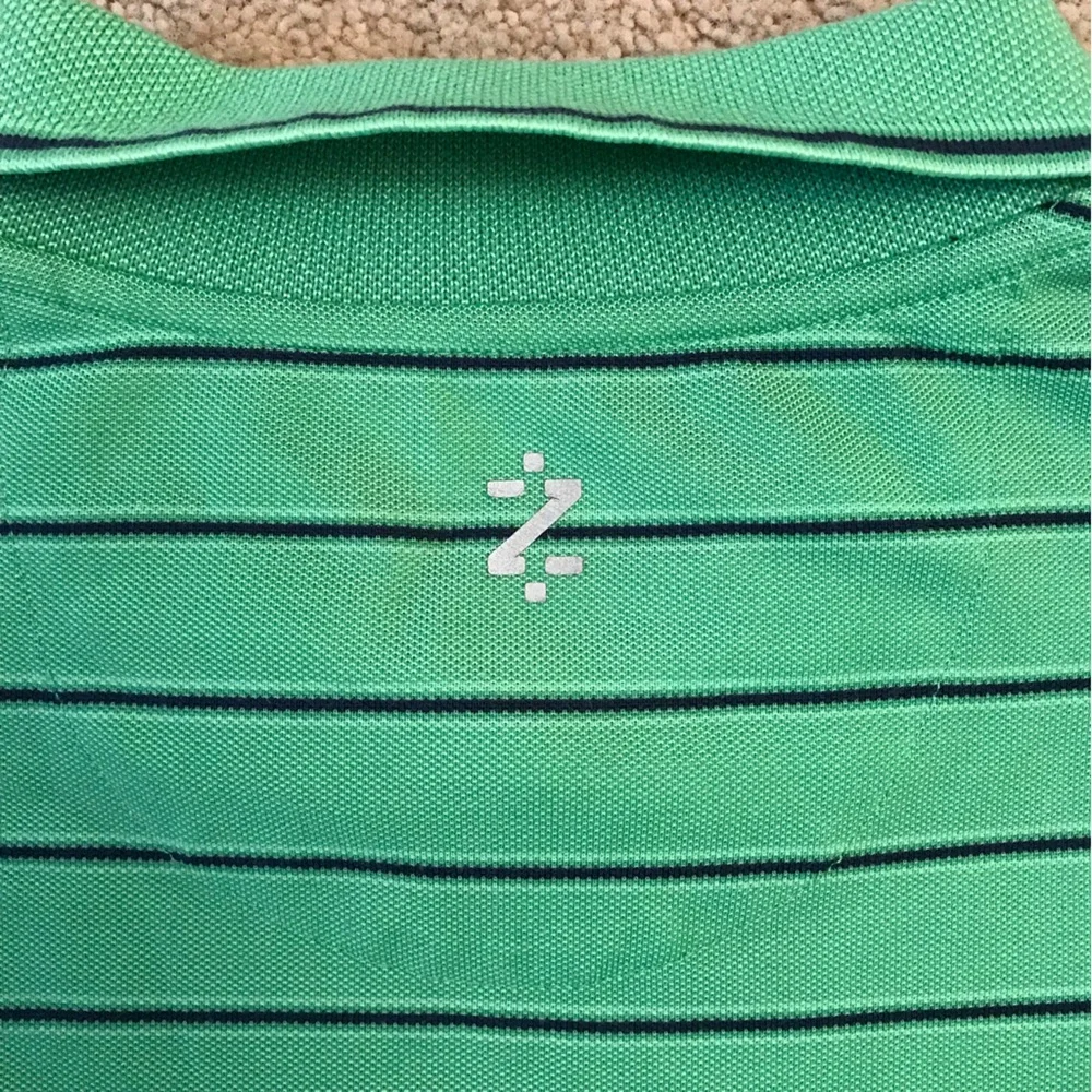 Izod Polo Shirt Men Size L Green Stripe X Treme Function Golf Shirt Short Sleeve - Picture 7 of 8